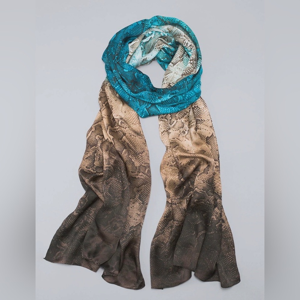 White House Black Market Snake-Print Silk Oblong Scarf